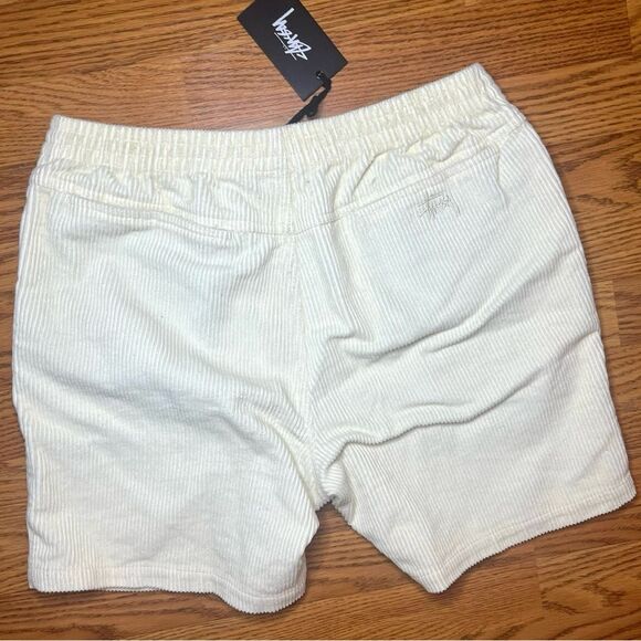 Stussy Wide Wale Cord Shorts Men's W30 NWT White Corduroy - Picture 3 of 6
